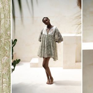 NWT Daughters of India Diya Mini Dress in Pistachio, sz XL